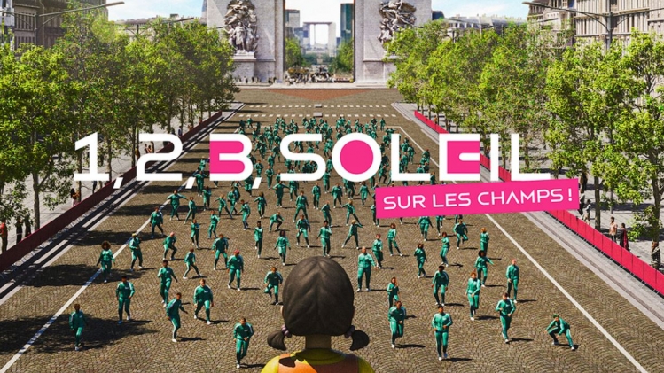 Affiche pour l'événement 1,2,3 soleil de Netflix sur les Champs Elysées